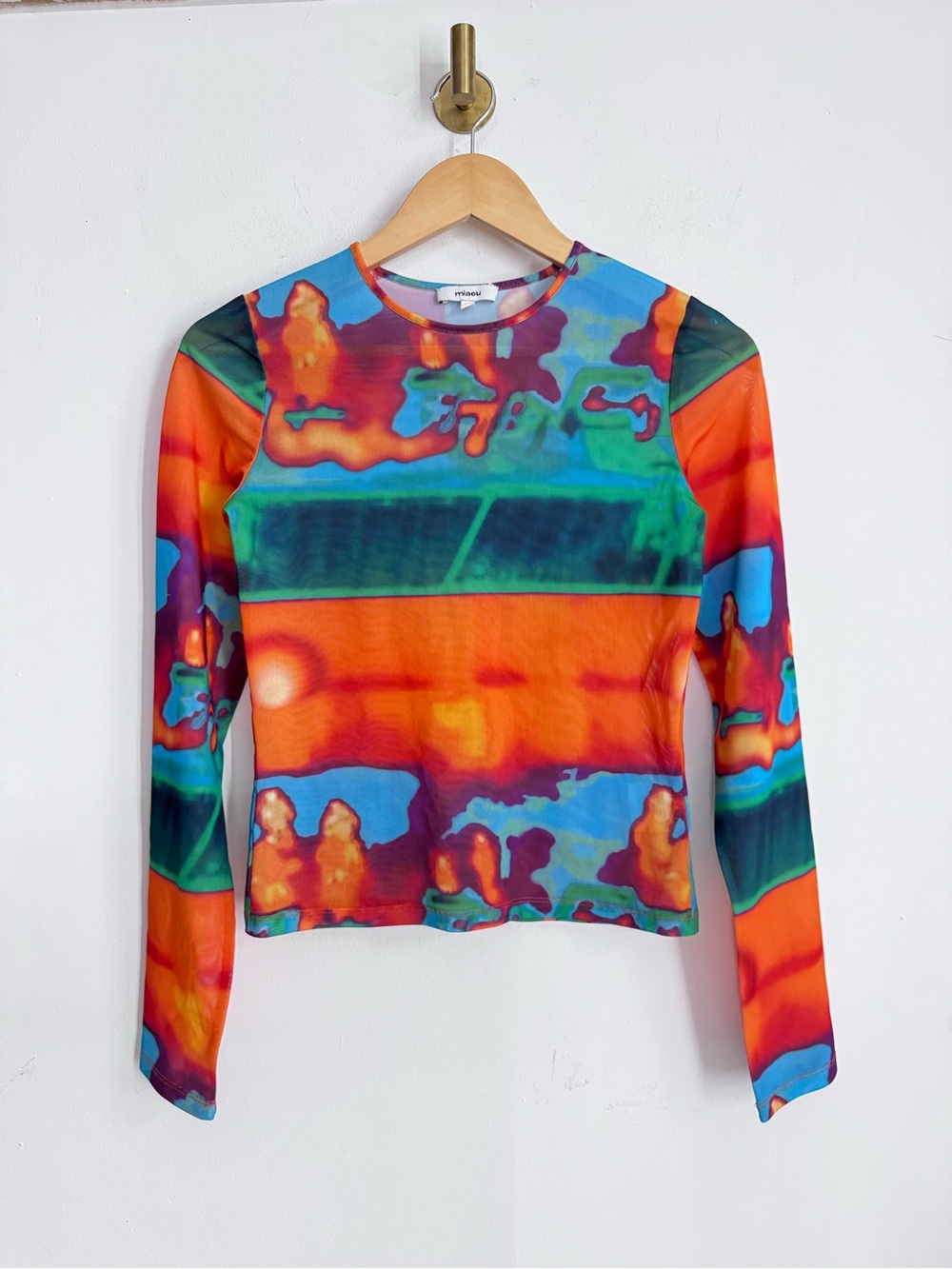 MIAOU Long Sleeve Mesh Tee S $129 - Picture 2 of 8
